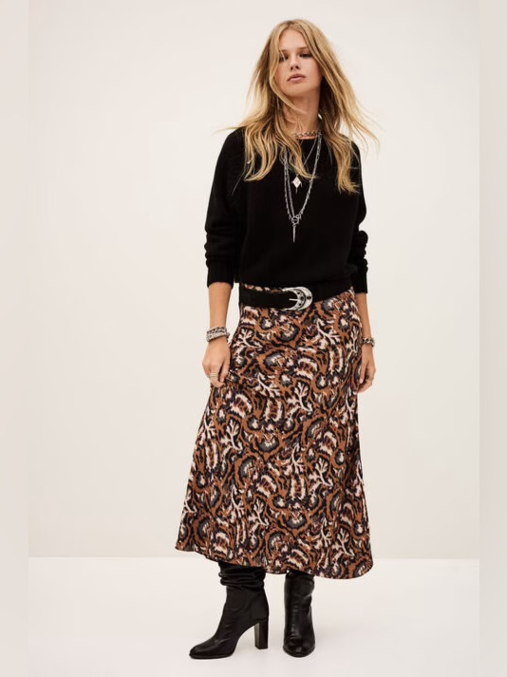 NWT! ba&sh Onintia Ochre Midi Skirt